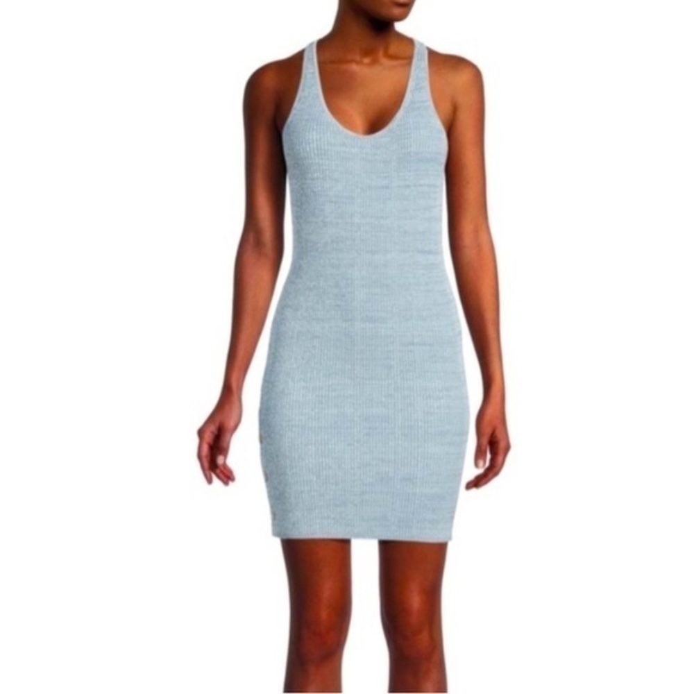 Le Ore Rimini Racerback Ribbed Knit Mini Dress Sea/Chambray M